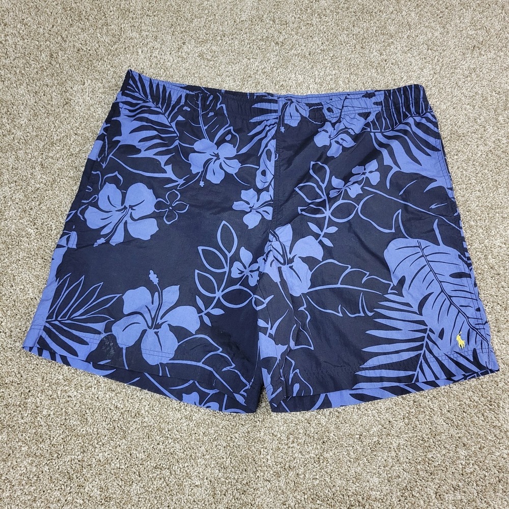 Polo Sport Ralph Lauren Mens XL Blue AOP Floral Lined Swimsuit Drawstring